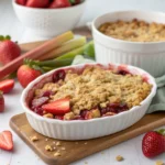 gluten-free strawberry rhubarb crisp freshly baked