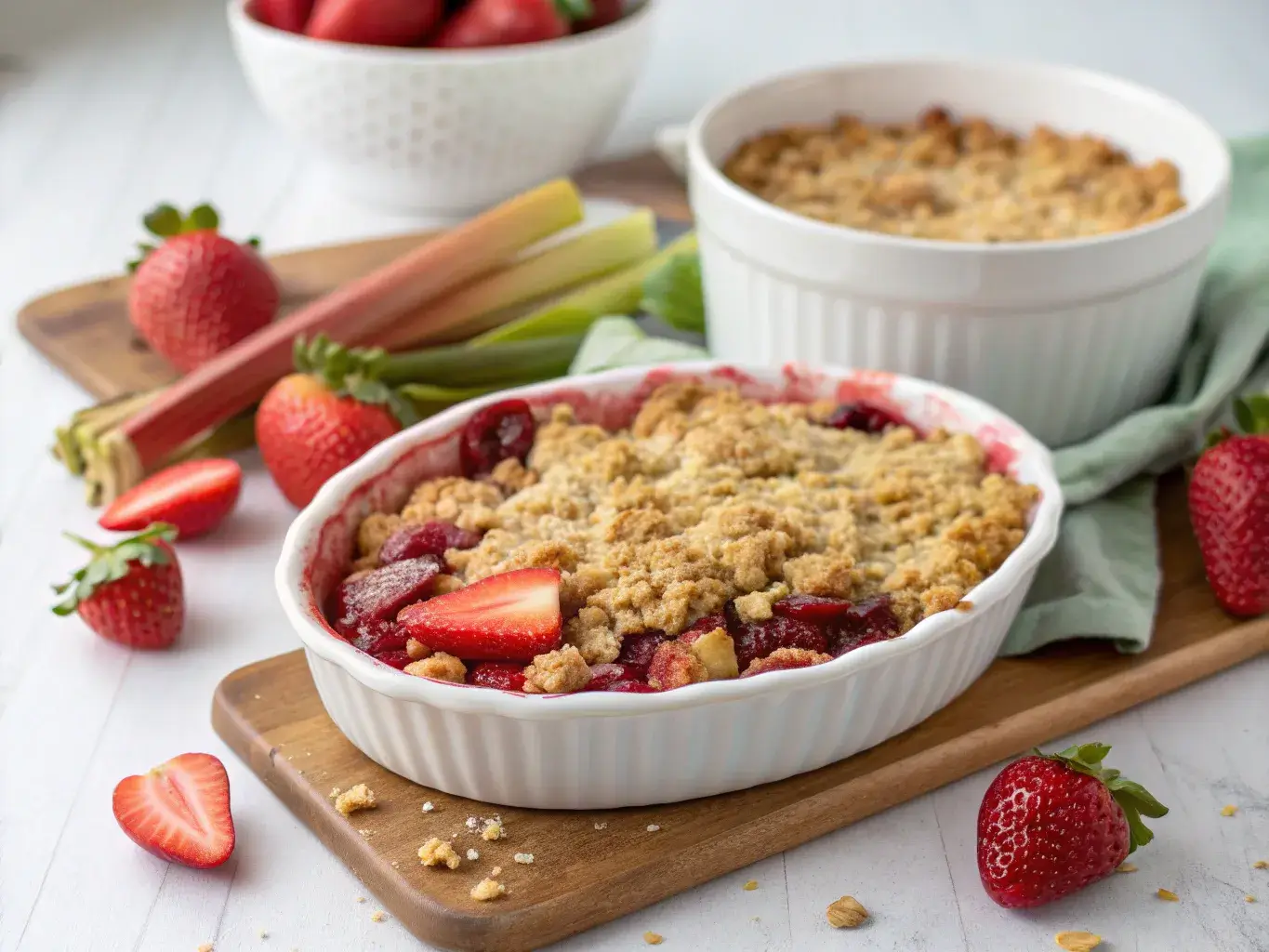 gluten-free strawberry rhubarb crisp freshly baked