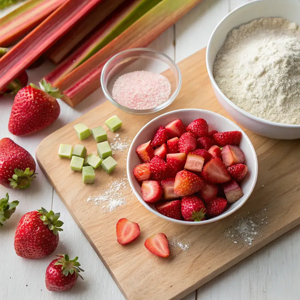 ingredients for gluten-free strawberry rhubarb crisp