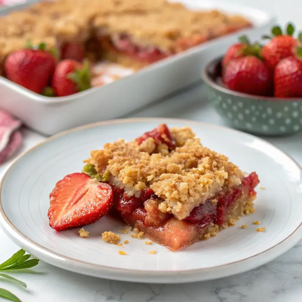 gluten-free strawberry rhubarb crisp with ice cream