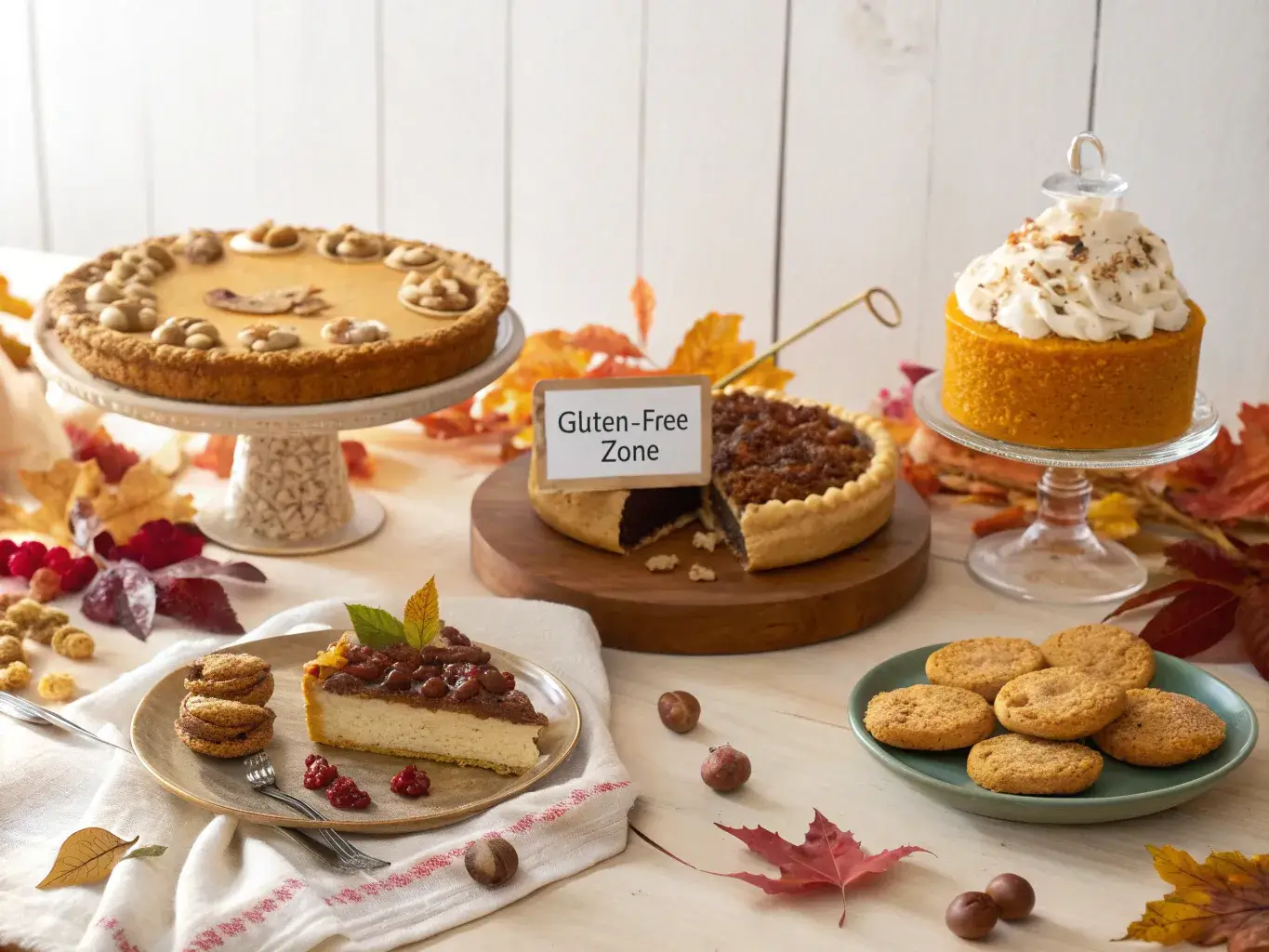 Gluten free Thanksgiving desserts on a festive table