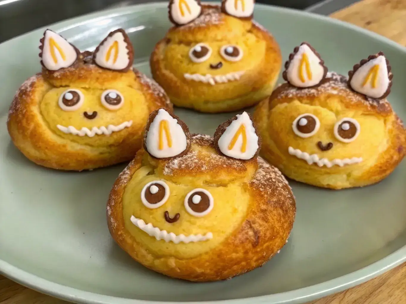 labubu cream puffs recipe with golden pastry shells