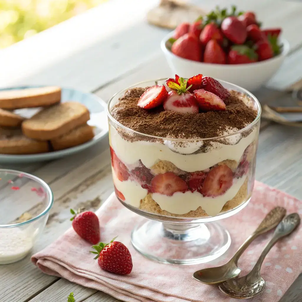 Mascarpone with fruit and honey in a dessert cup