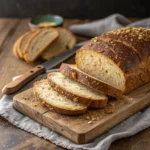 Protein sourdough bread sliced loaf with hearty crumb