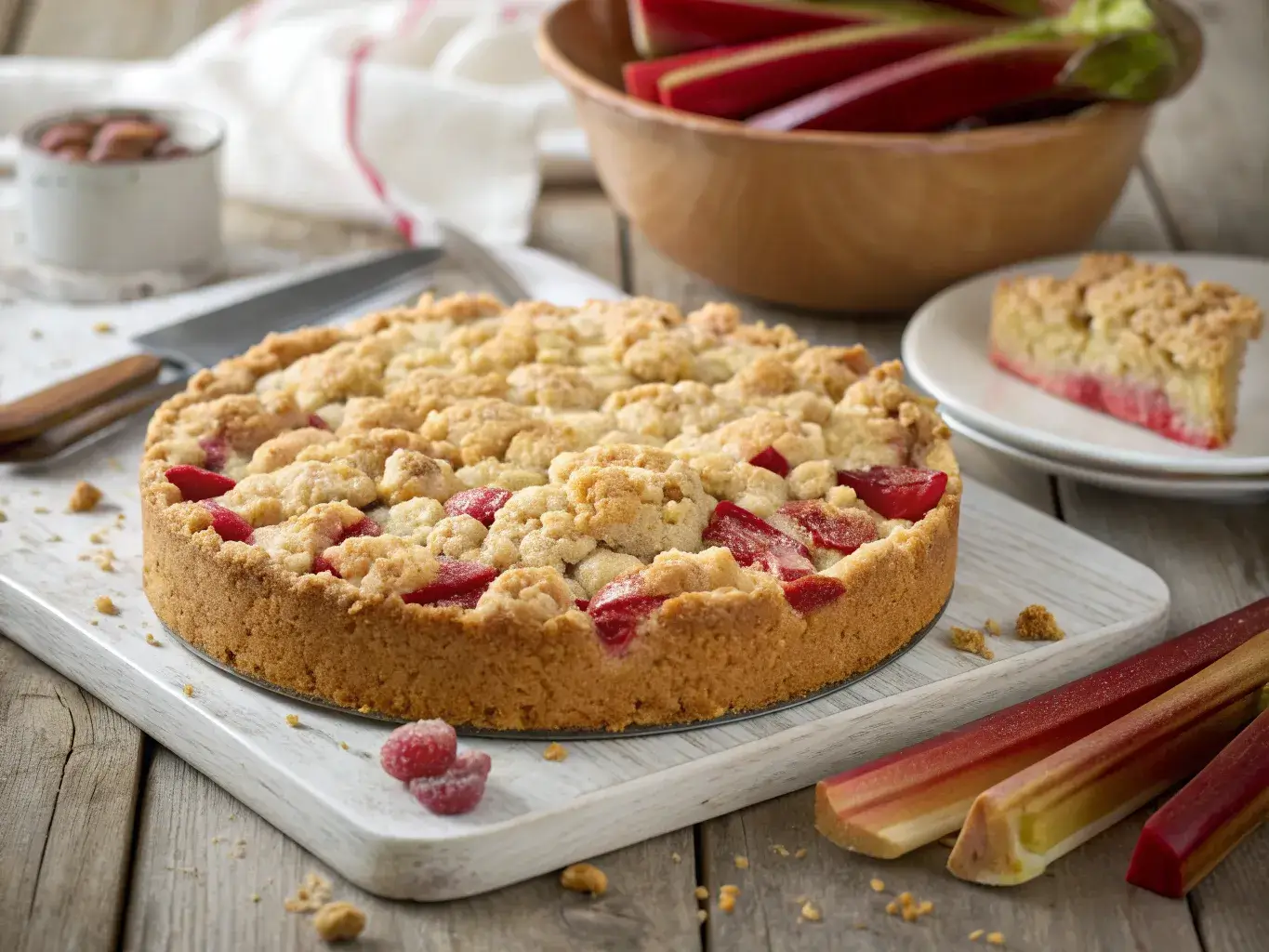 Rhubarb cake recipes with crumbly streusel topping