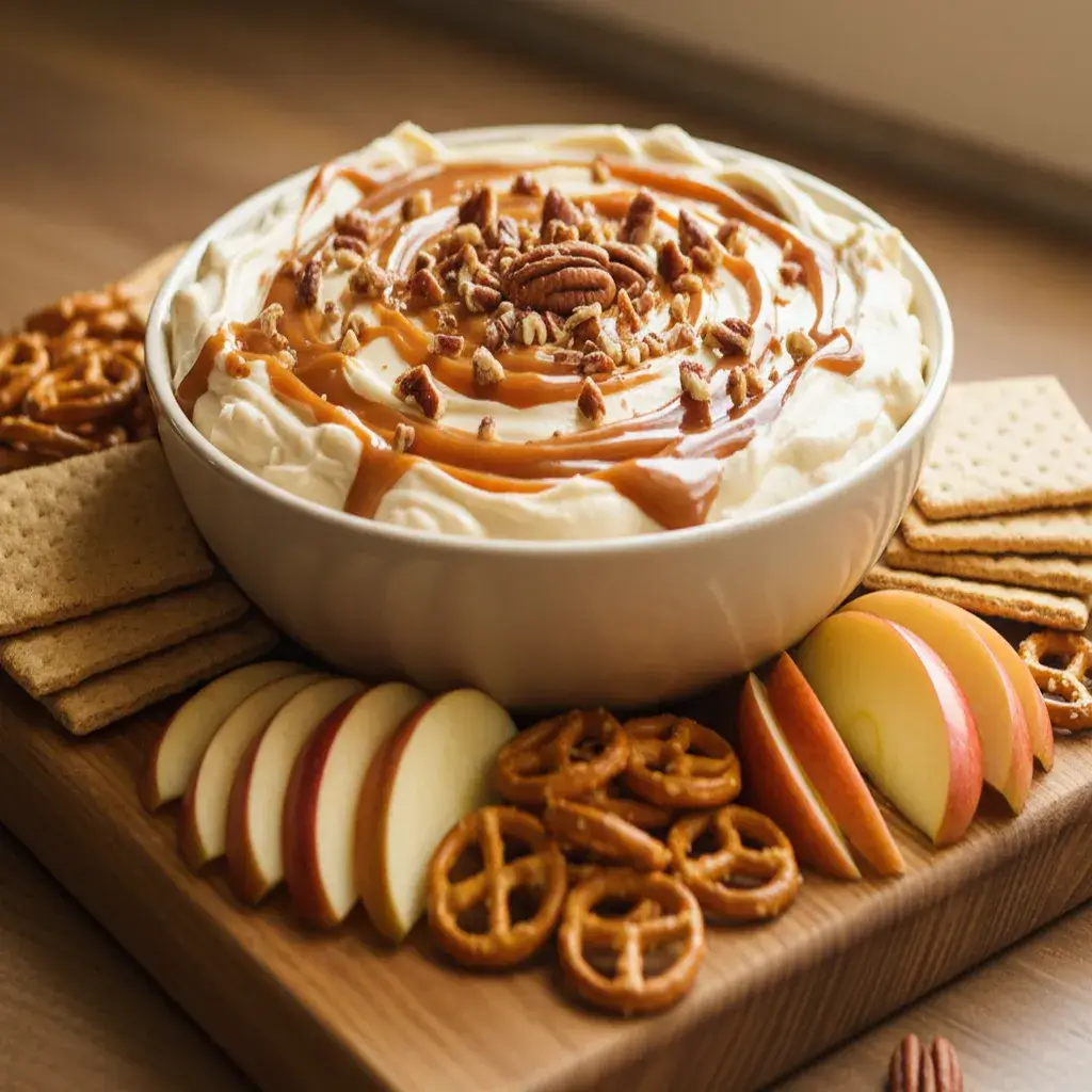 creamy-caramel-apple-cheesecake-dip-platter