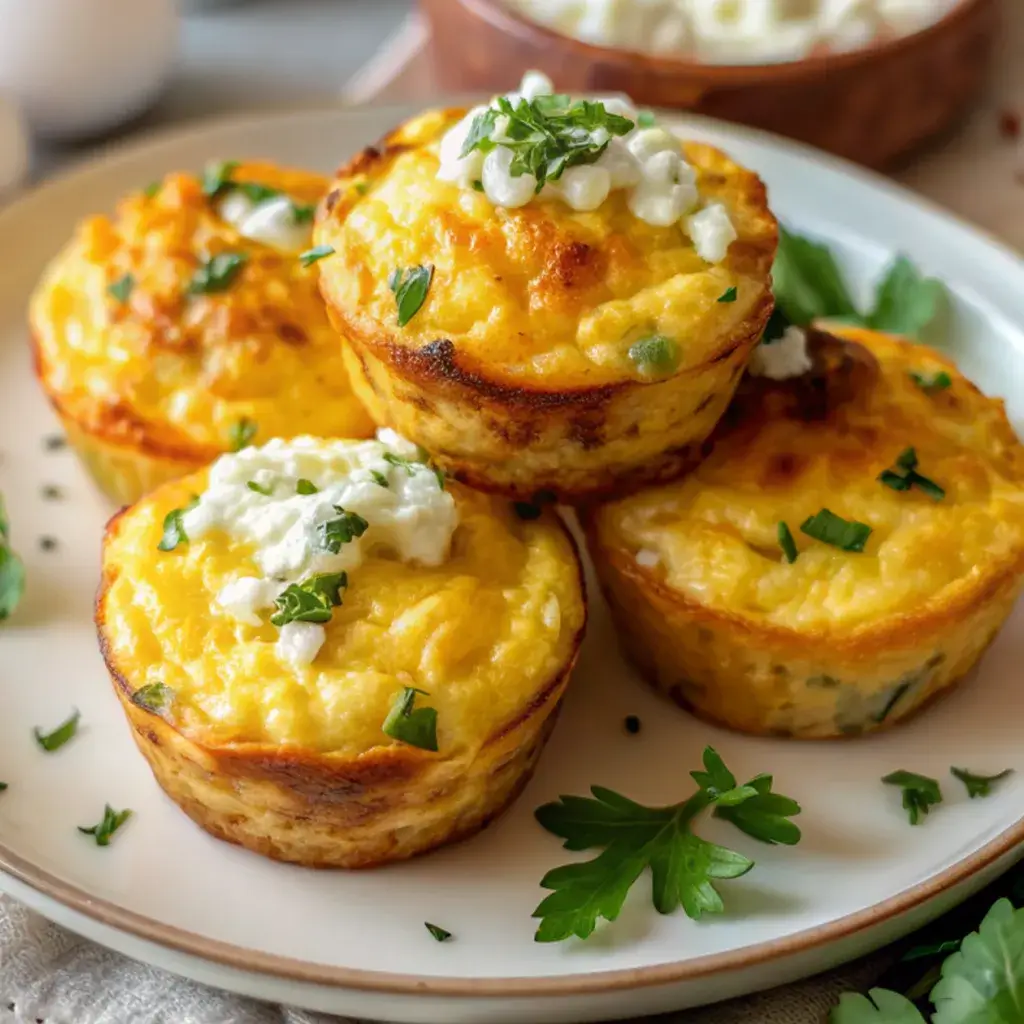 fluffy high protein egg muffins with cottage cheese on a wooden board