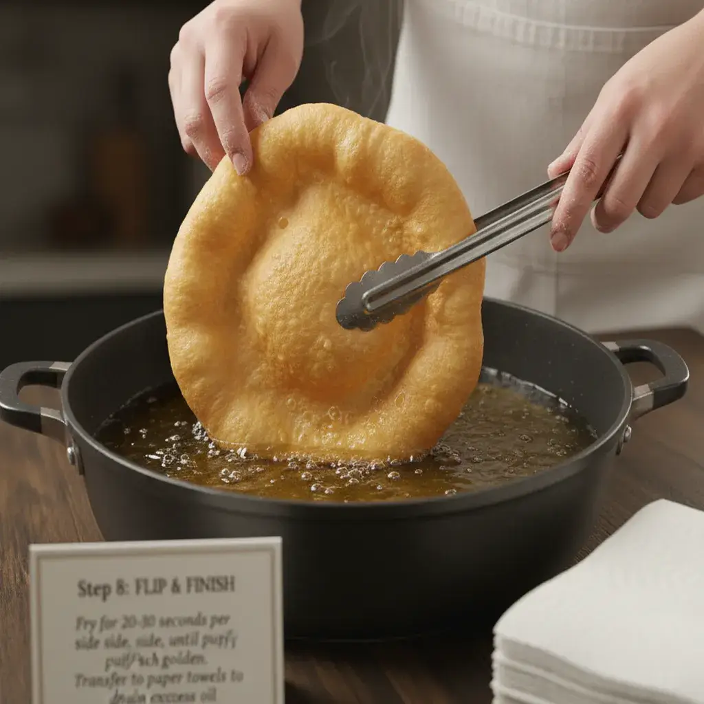 rying Navajo fry bread in hot oil