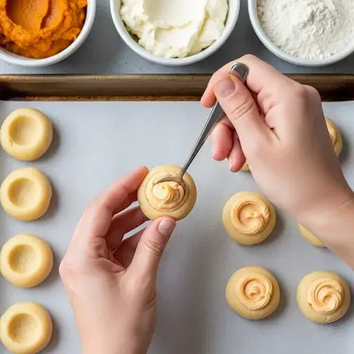 HOW TO MAKE PUMPKIN CHEESECAKE THUMBPRINT COOKIES