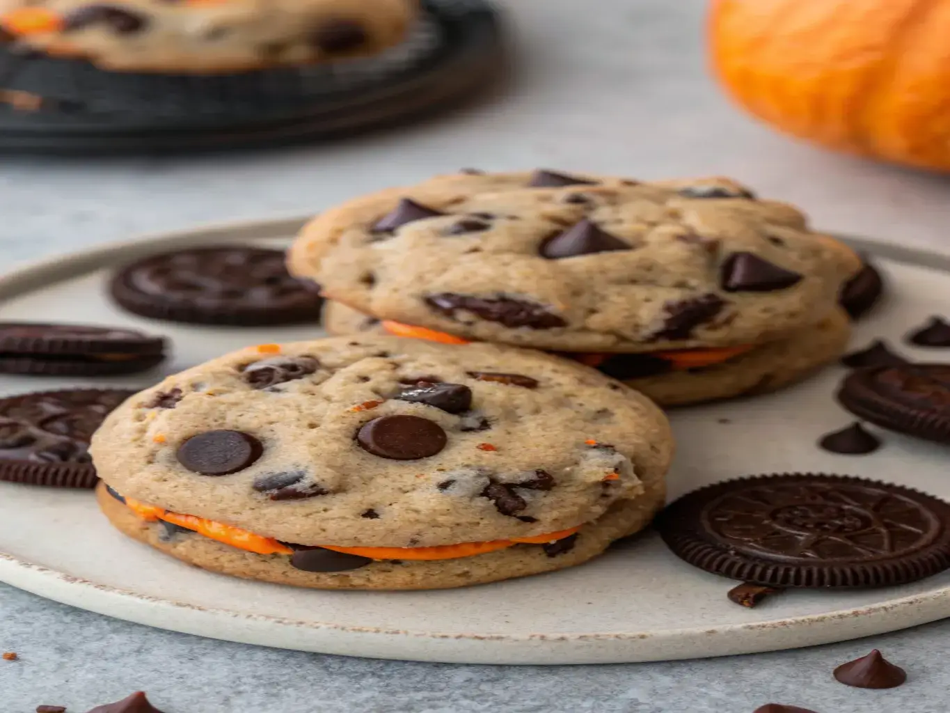 easy Halloween Oreo Stuffed Cookies with surprise inside