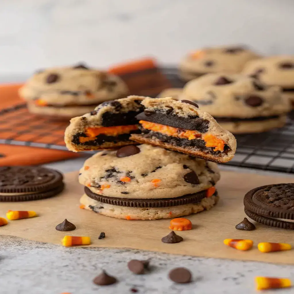 platter of Halloween Oreo Stuffed Cookies for a party