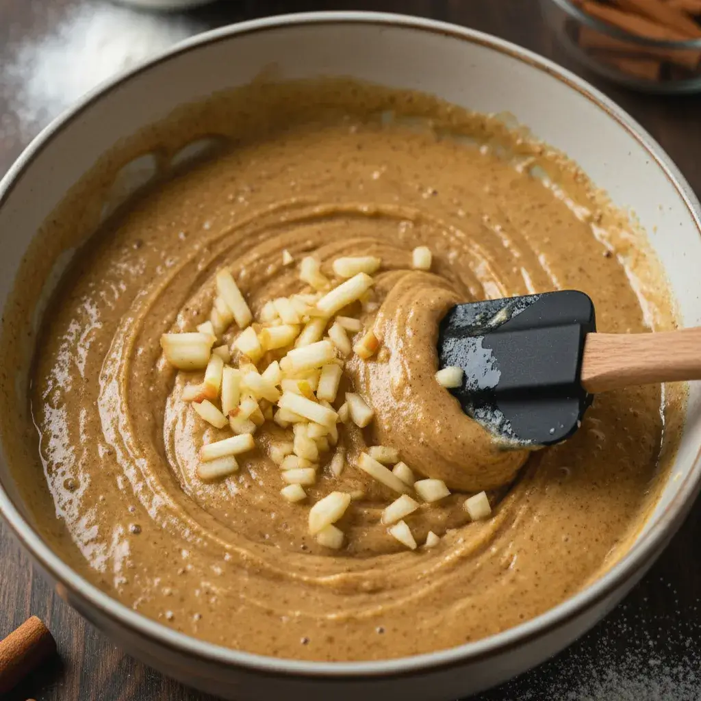 mixing-batter-for-baked-apple-fritters