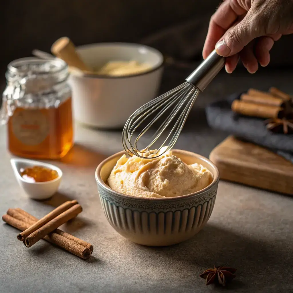 making cinnamon honey butter for pumpkin cornbread