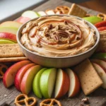 creamy-caramel-apple-cheesecake-dip-platter