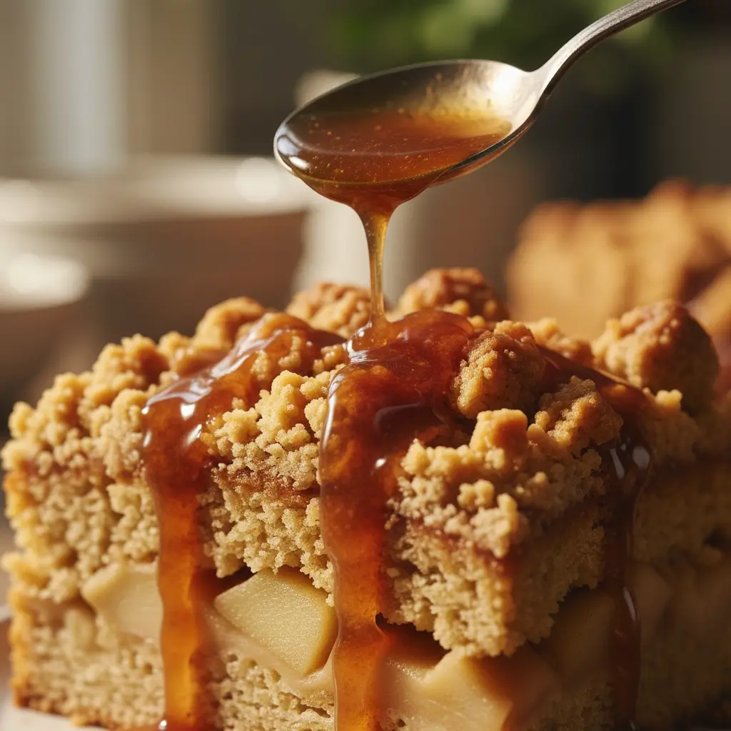 drizzling-cinnamon-apple-glaze-on-crumb-cake