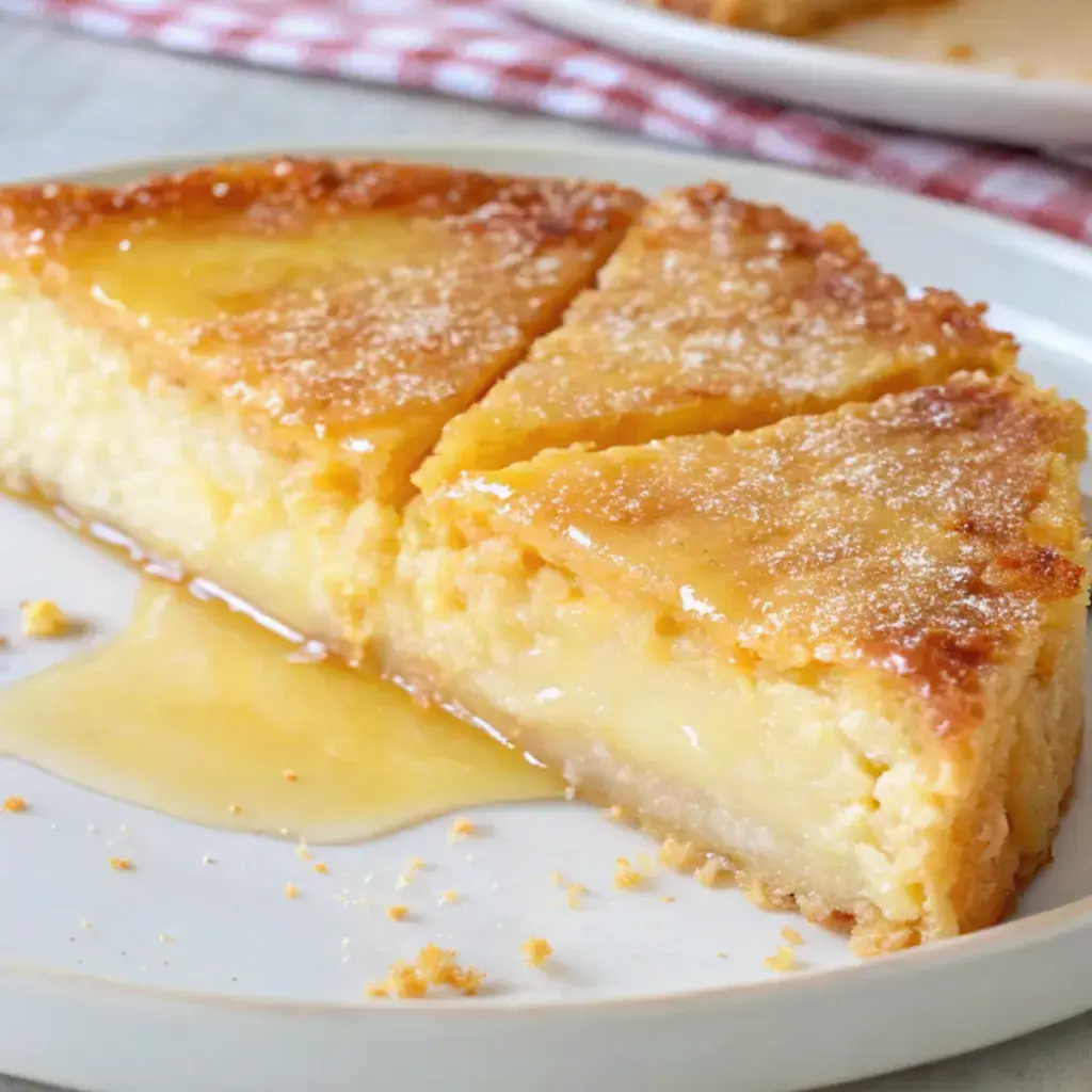 serving crustless keto custard pie with coffee