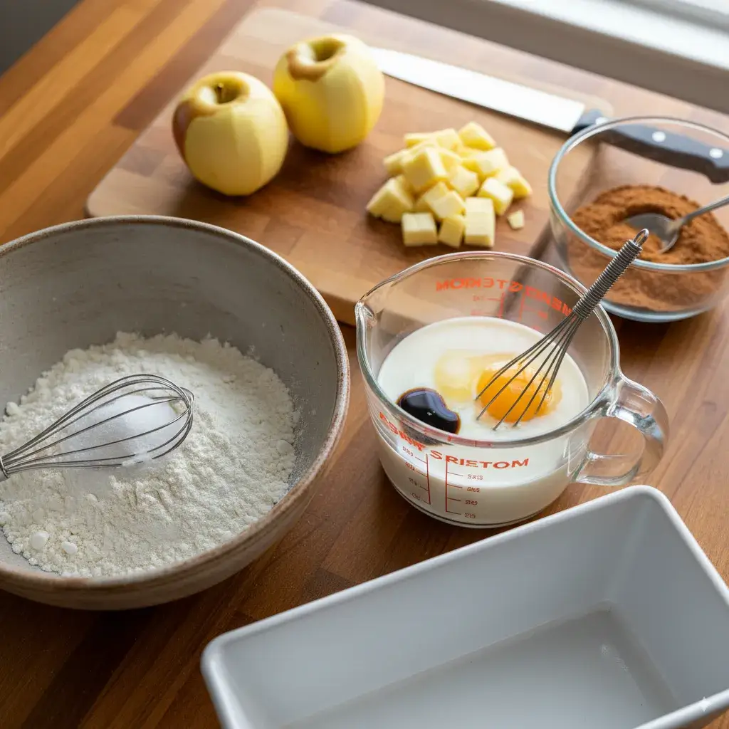 Ingredients for Easy Amish Apple Fritter Bread preparation