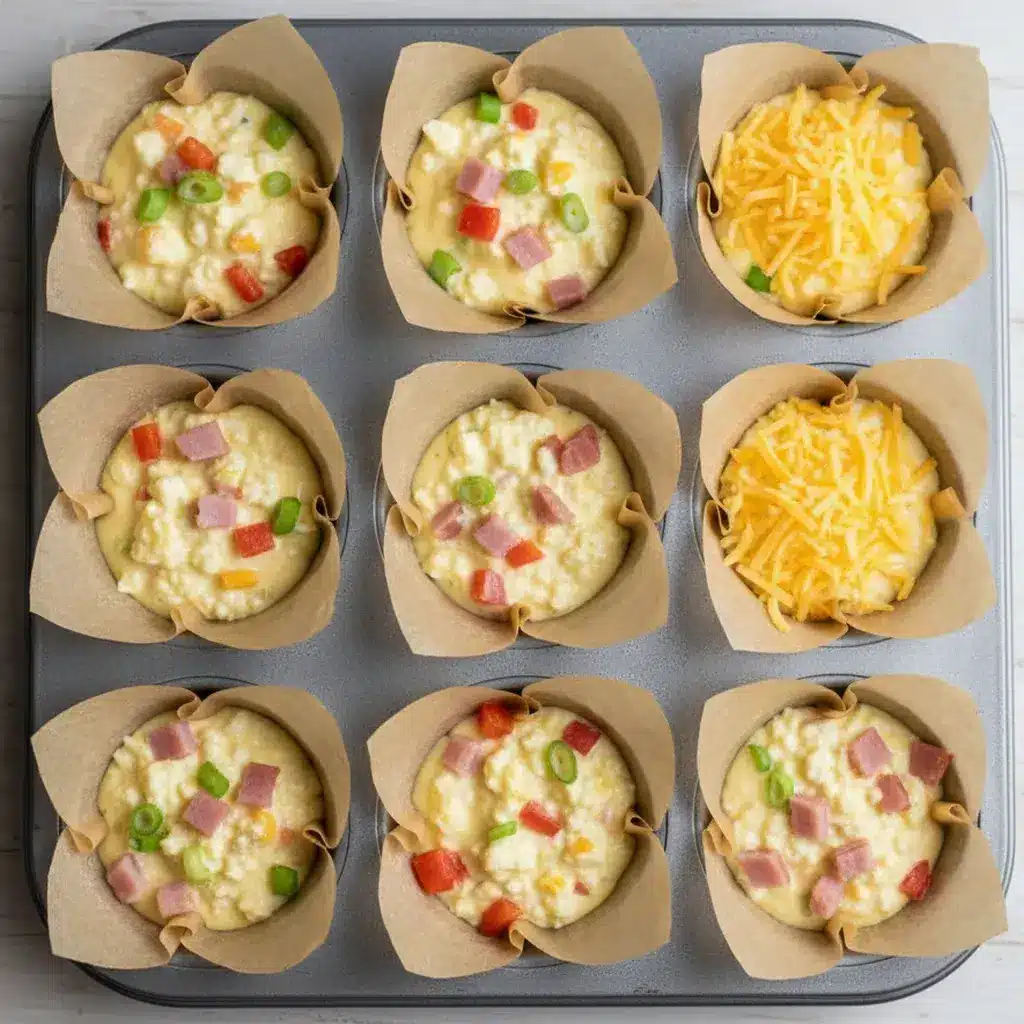 removing a freshly baked high protein egg muffin from the pan