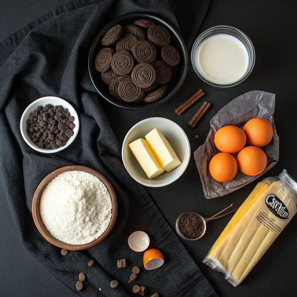 ingredients for Halloween Oreo Stuffed Cookies