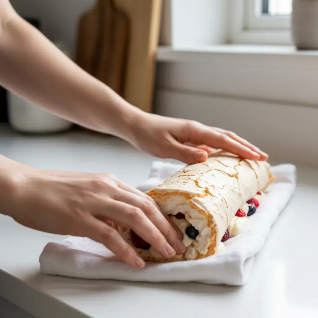 rolling-pavlova-meringue-to-prevent-cracks