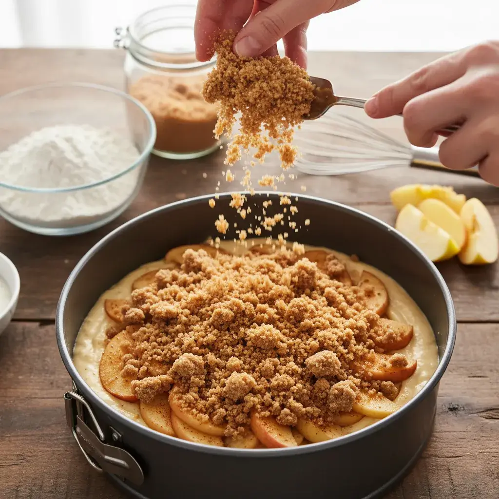 making-apple-crumb-cake-crumble-topping