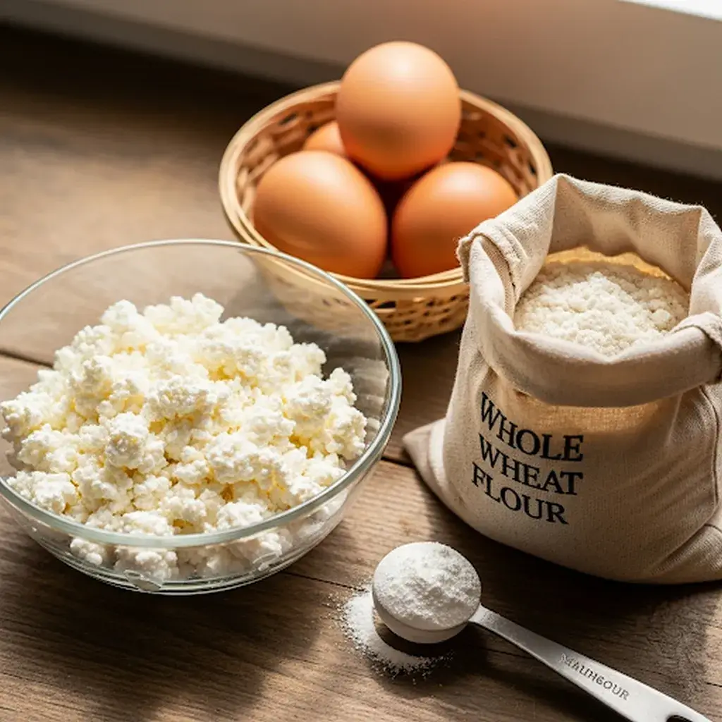 ingredients for high-protein cottage cheese breakfast biscuits