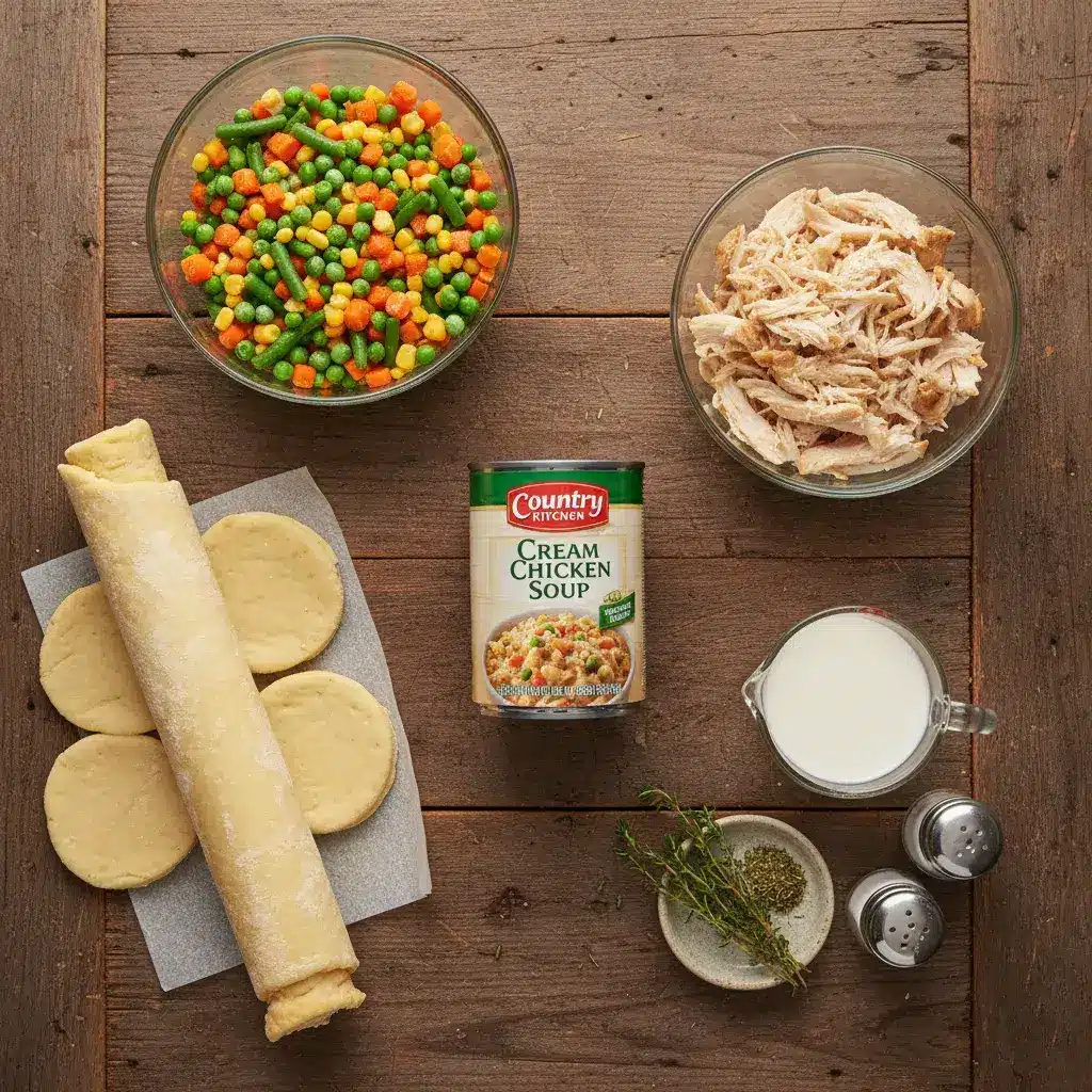 ingredients for easy mini chicken pot pies