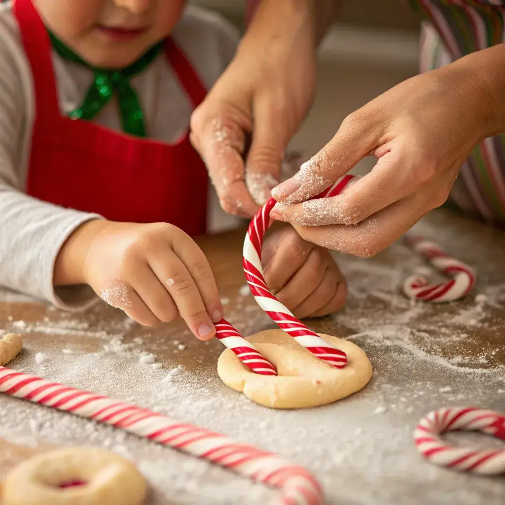shaping homemade candy cane cookies recipe