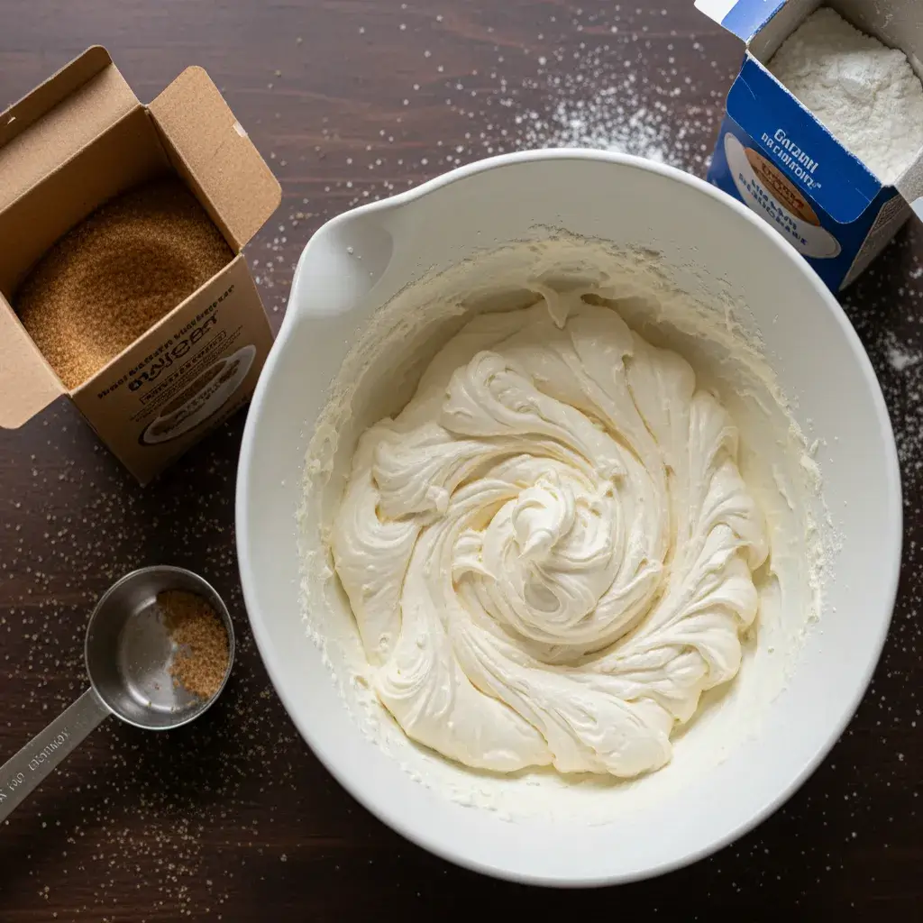 mixing-caramel-apple-cheesecake-dip-base