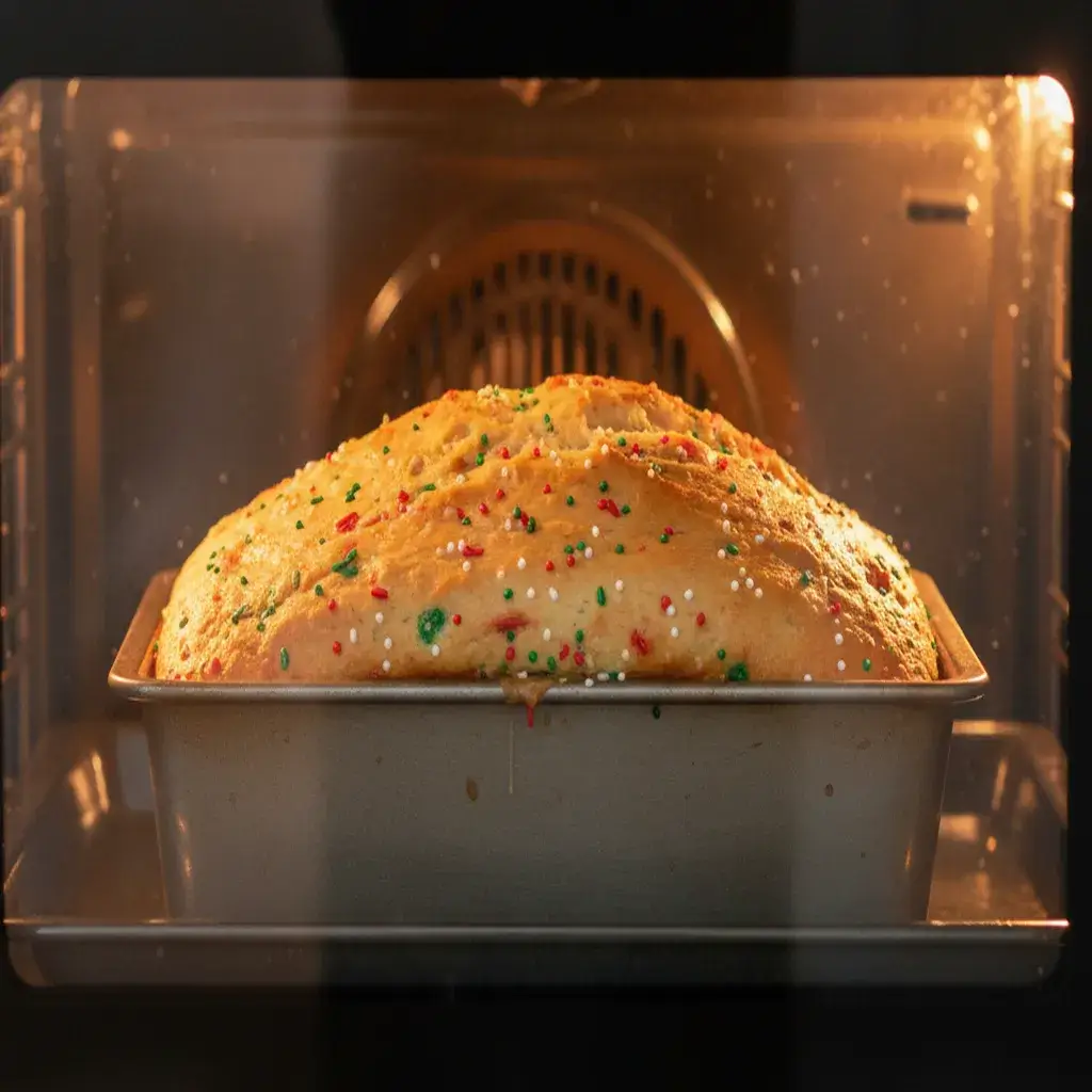 christmas-funfetti-bread-baking-in-oven