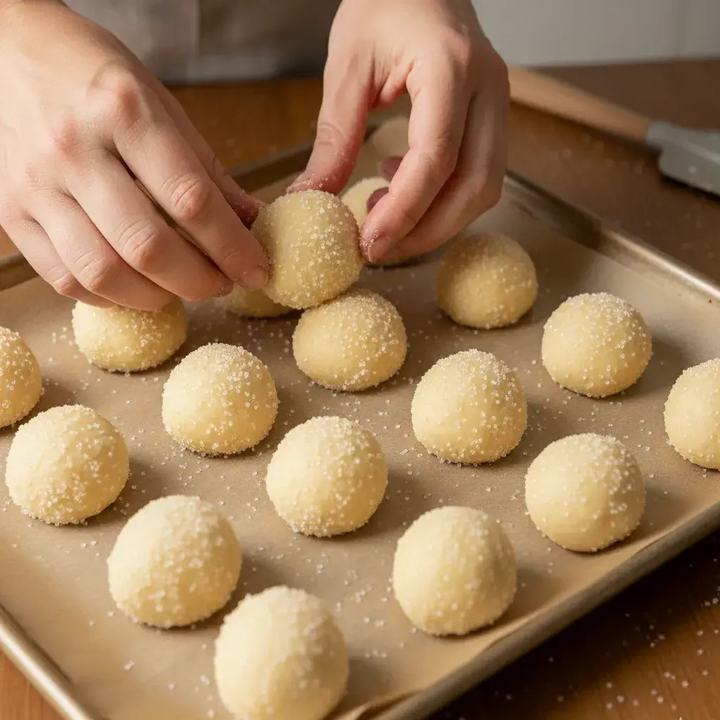 Arrange the sugar-coated dough balls