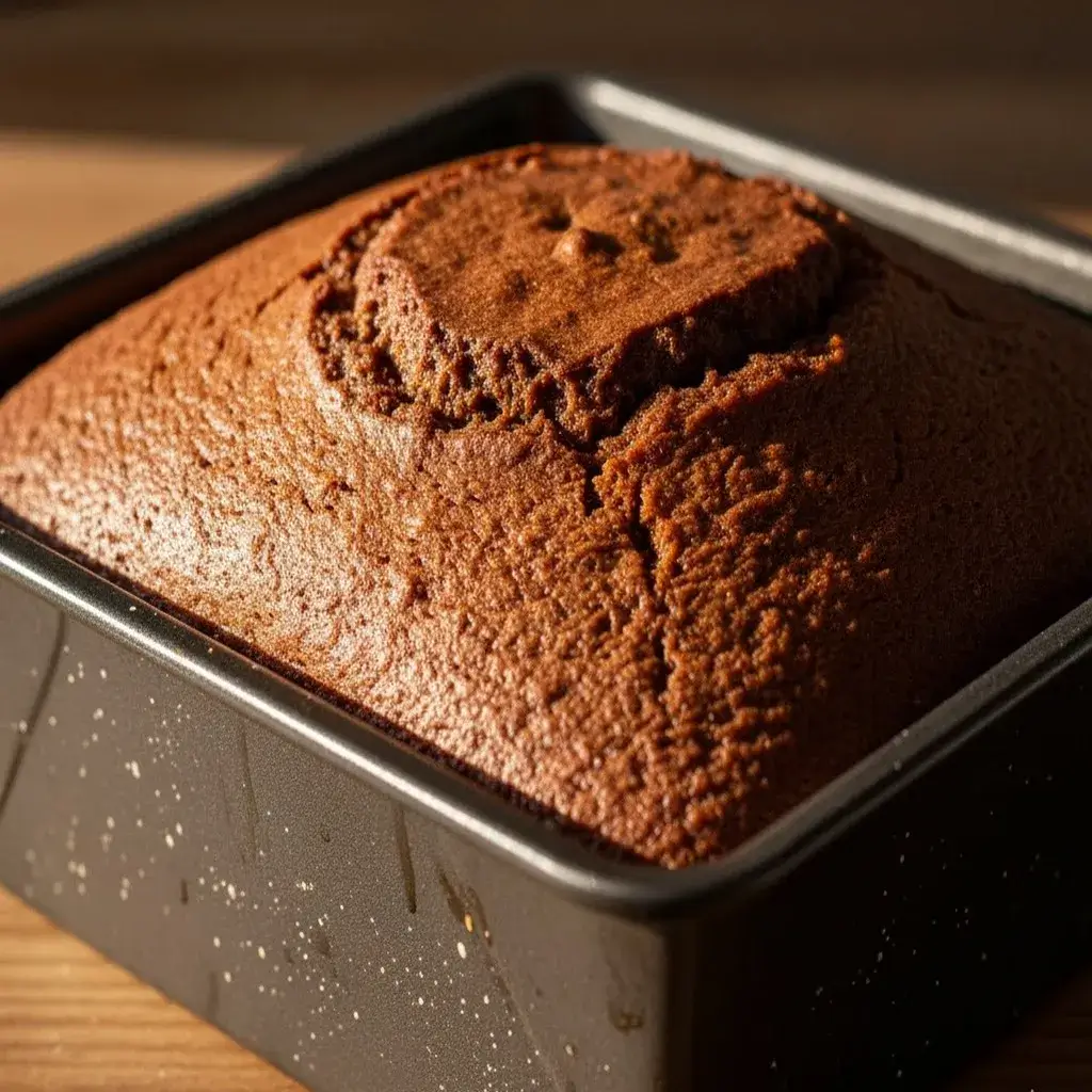 baked gluten free gingerbread cake in pan