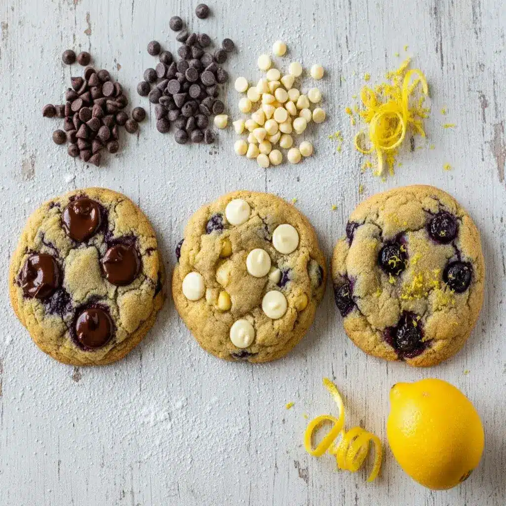 variations of blueberry chocolate chip cookies