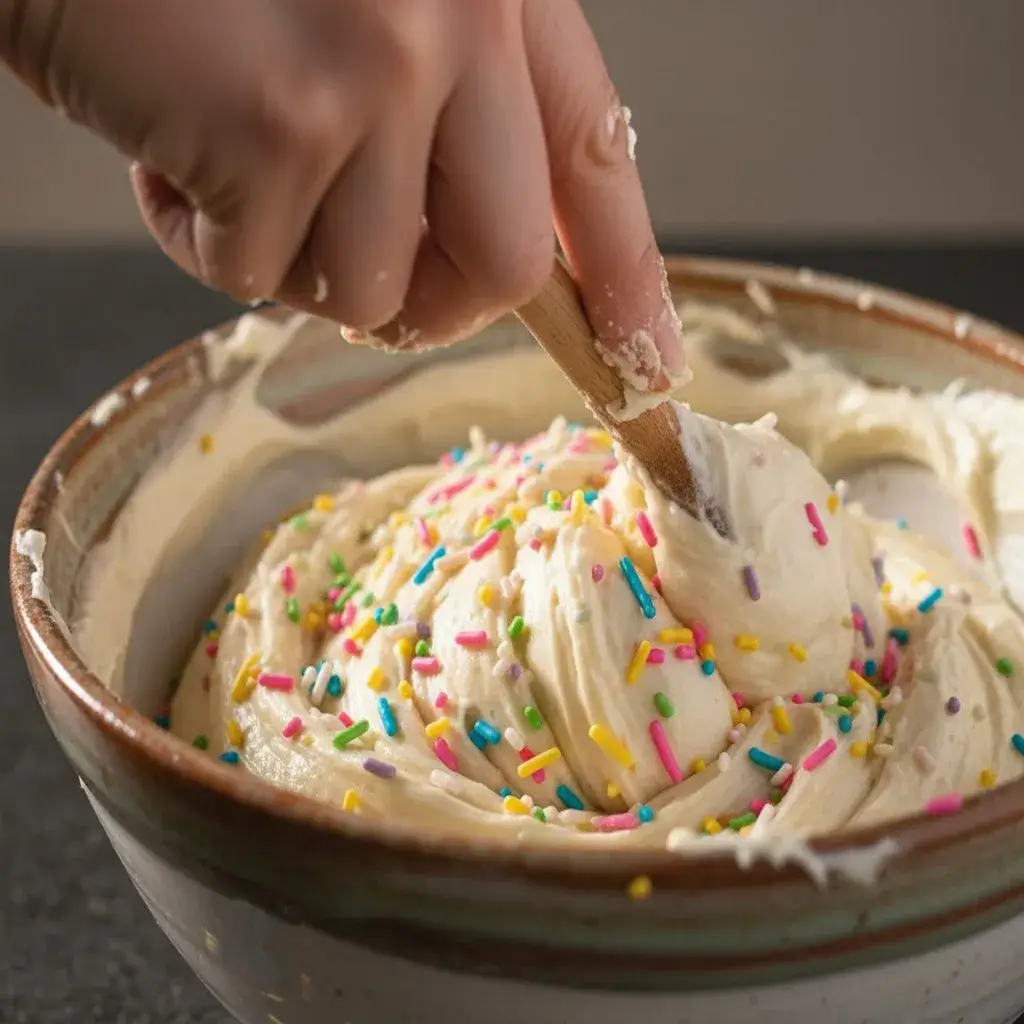 mixing dough for easy cake batter bites