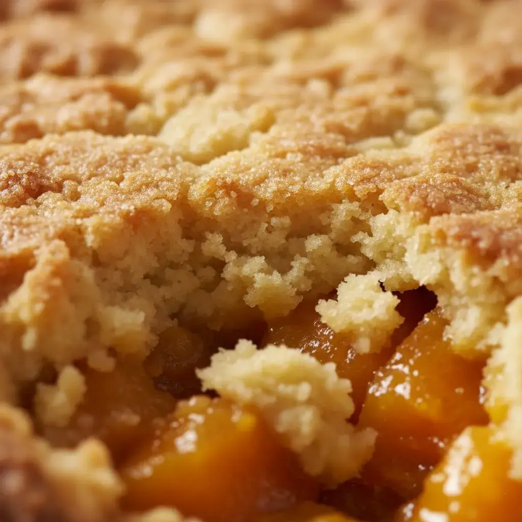crispy golden topping on apricot dump cake