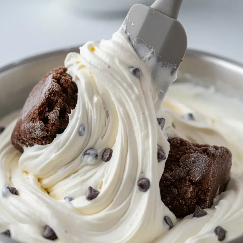 folding cookie dough into no-churn ice cream base