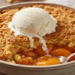warm fresh apricot dump cake with ice cream