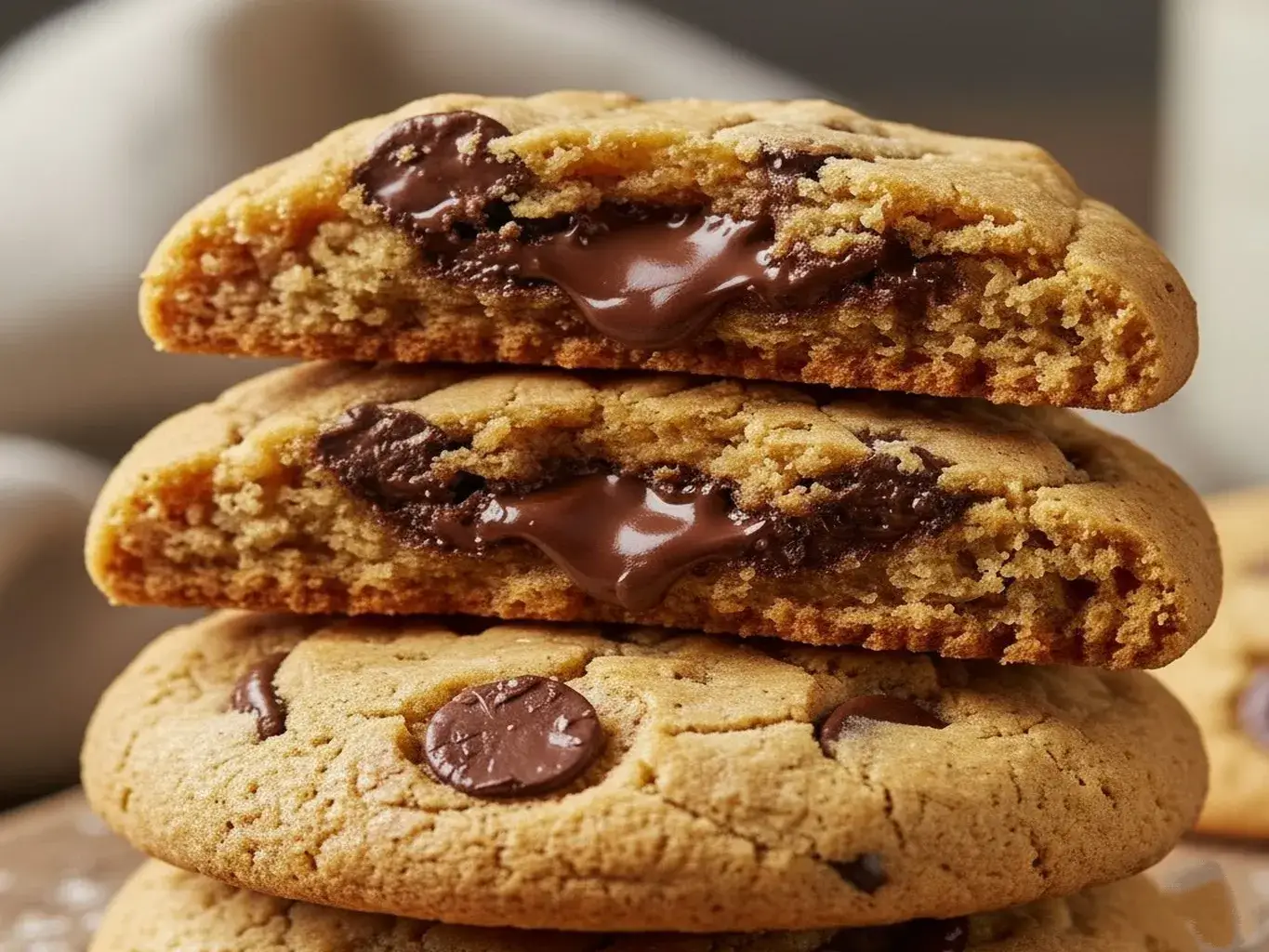 stack of warm gluten free dairy free chocolate chip cookies