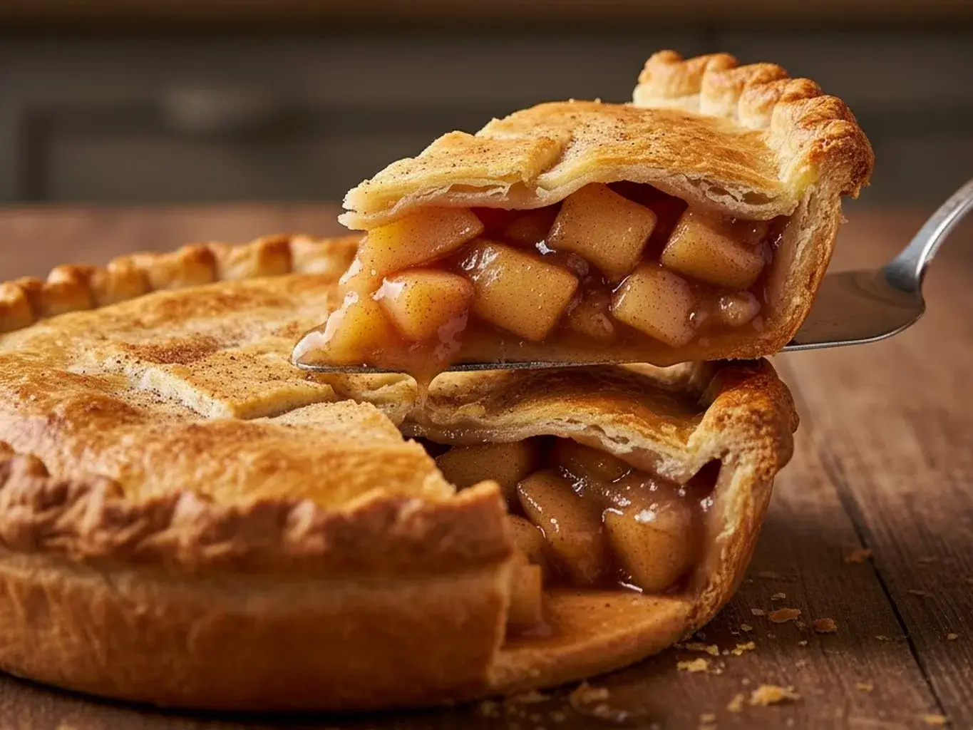 A perfect, golden-brown flaky pie crust recipe baked in a metal pie plate.