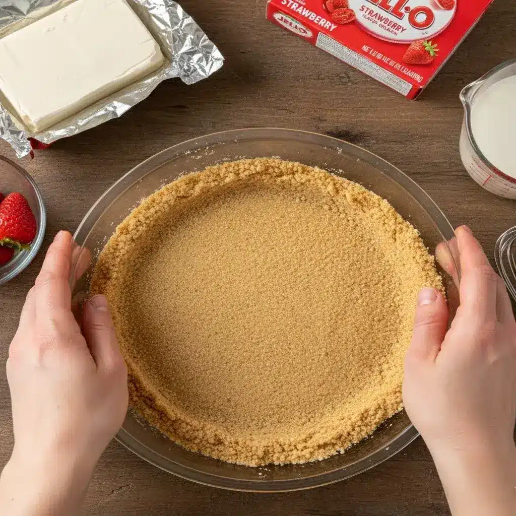 making jello cheesecake crust in a pie plate