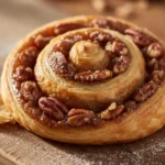 fresh-baked pecan pie crescent rolls on a wooden board