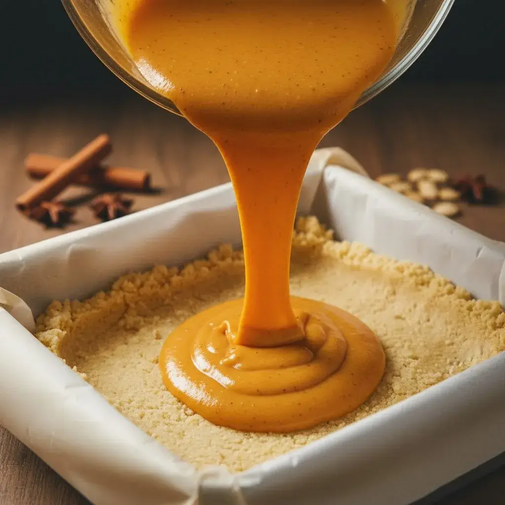 pouring-pumpkin-filling-for-bars