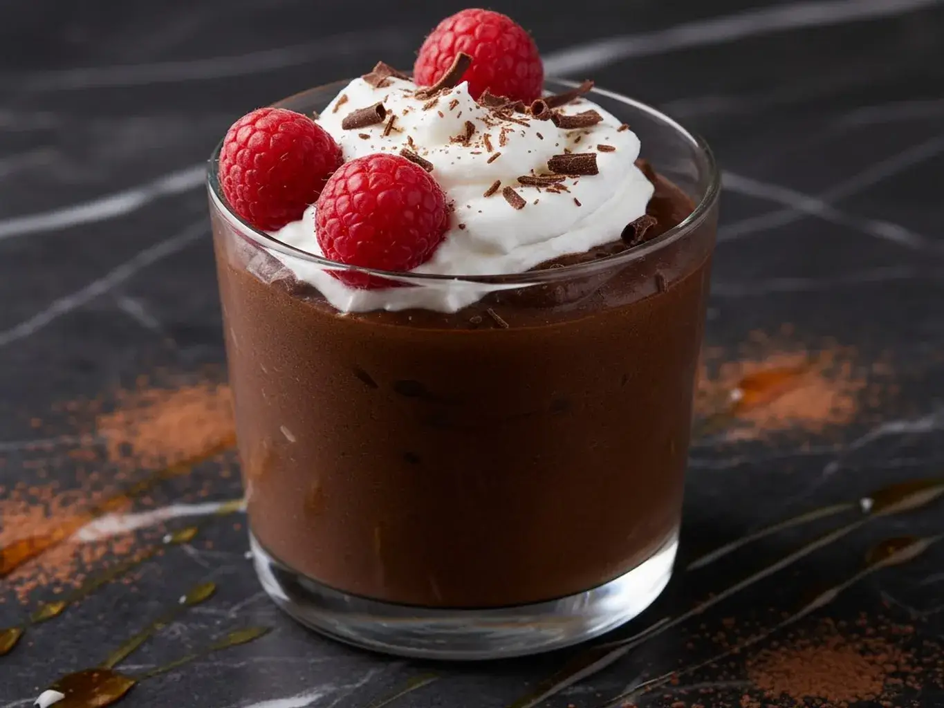 creamy vegan avocado chocolate mousse in a glass