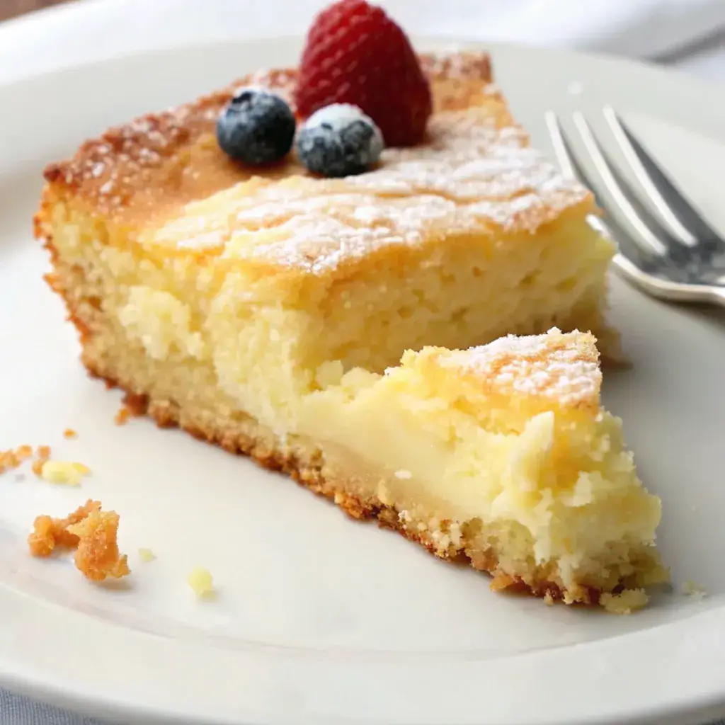 a sliced piece of gluten free french butter cake