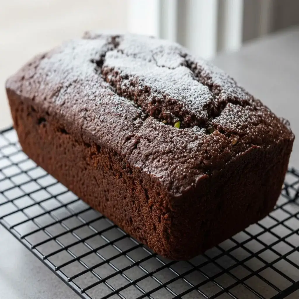 freshly baked healthy chocolate zucchini bread cooling