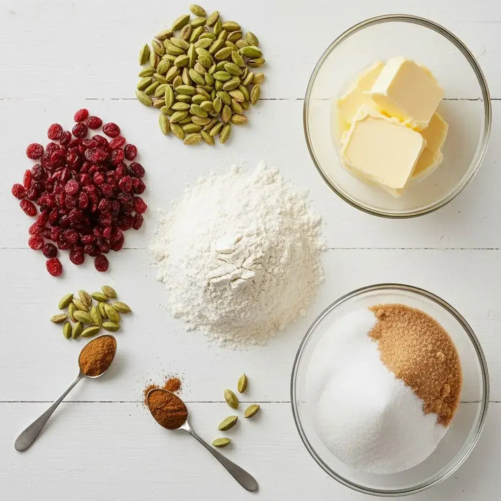 ingredients for gourmet cardamom cookies