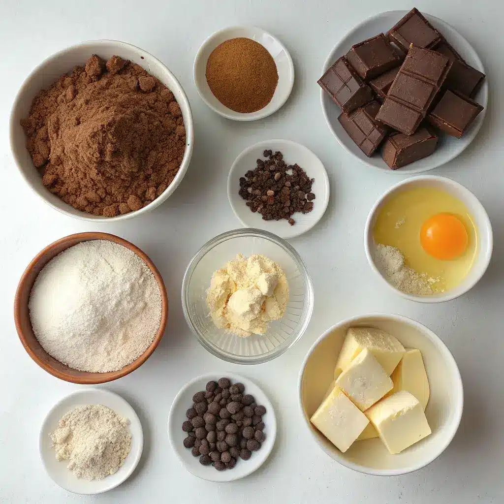 ingredients for homemade chocolate thumbprint cookies