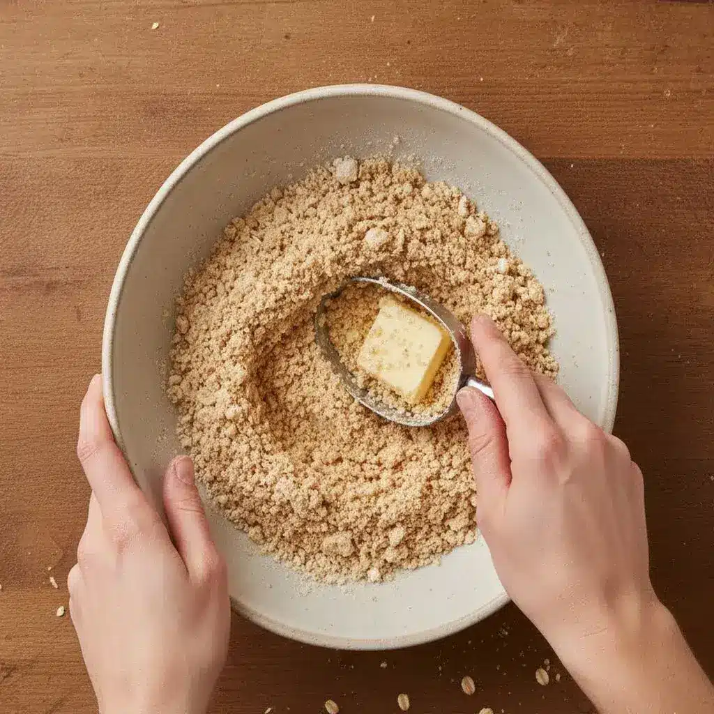cutting butter into bannock dough