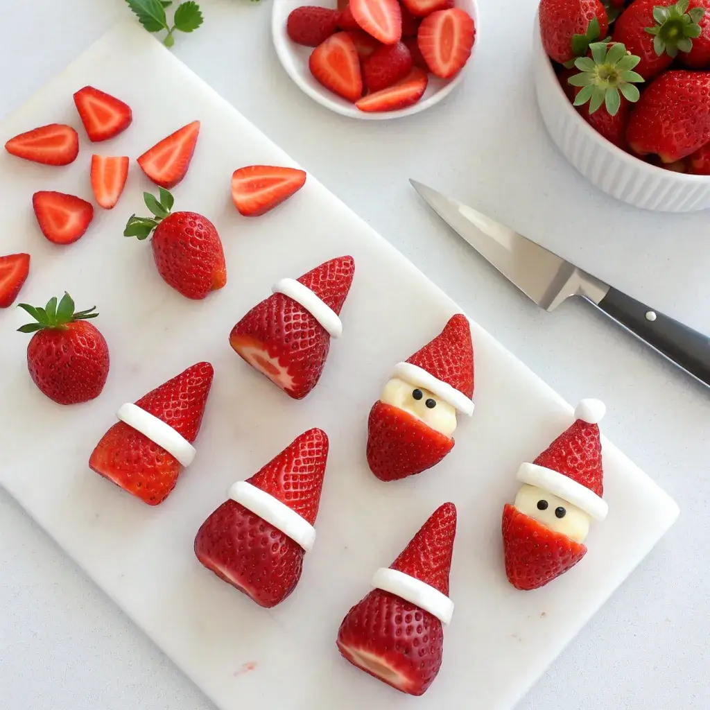 preparing strawberries for santa assembly