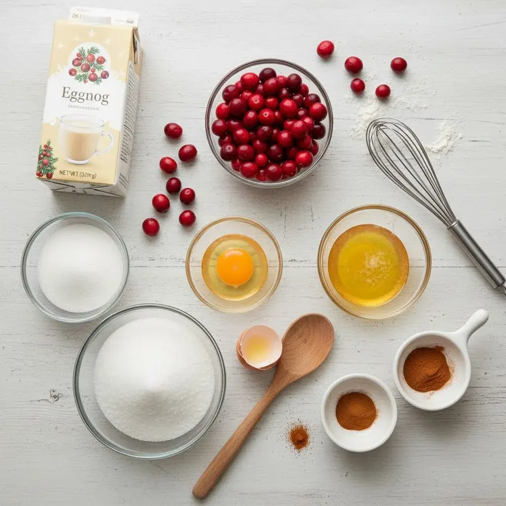 ingredients for homemade eggnog cranberry bread